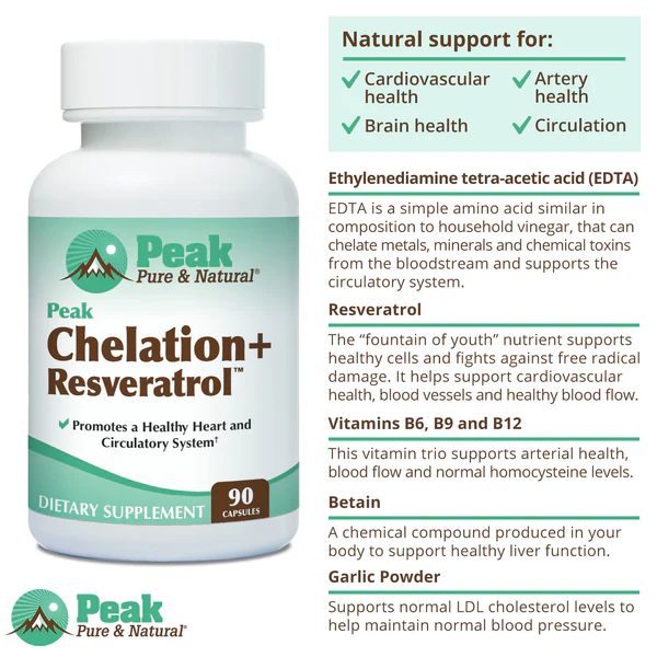 Peak Pure & Natural Peak Chelation+ Resveratrol 90 caps thumbnail 4