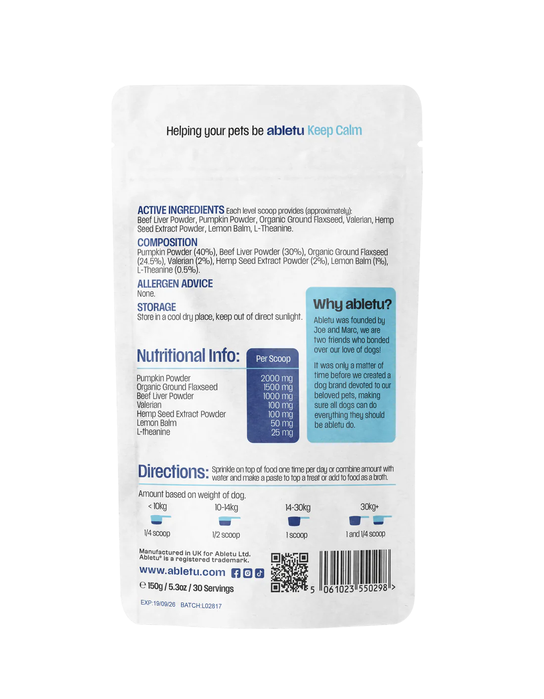 Abletu Keep Calm (dog Supplement) Powder thumbnail 2