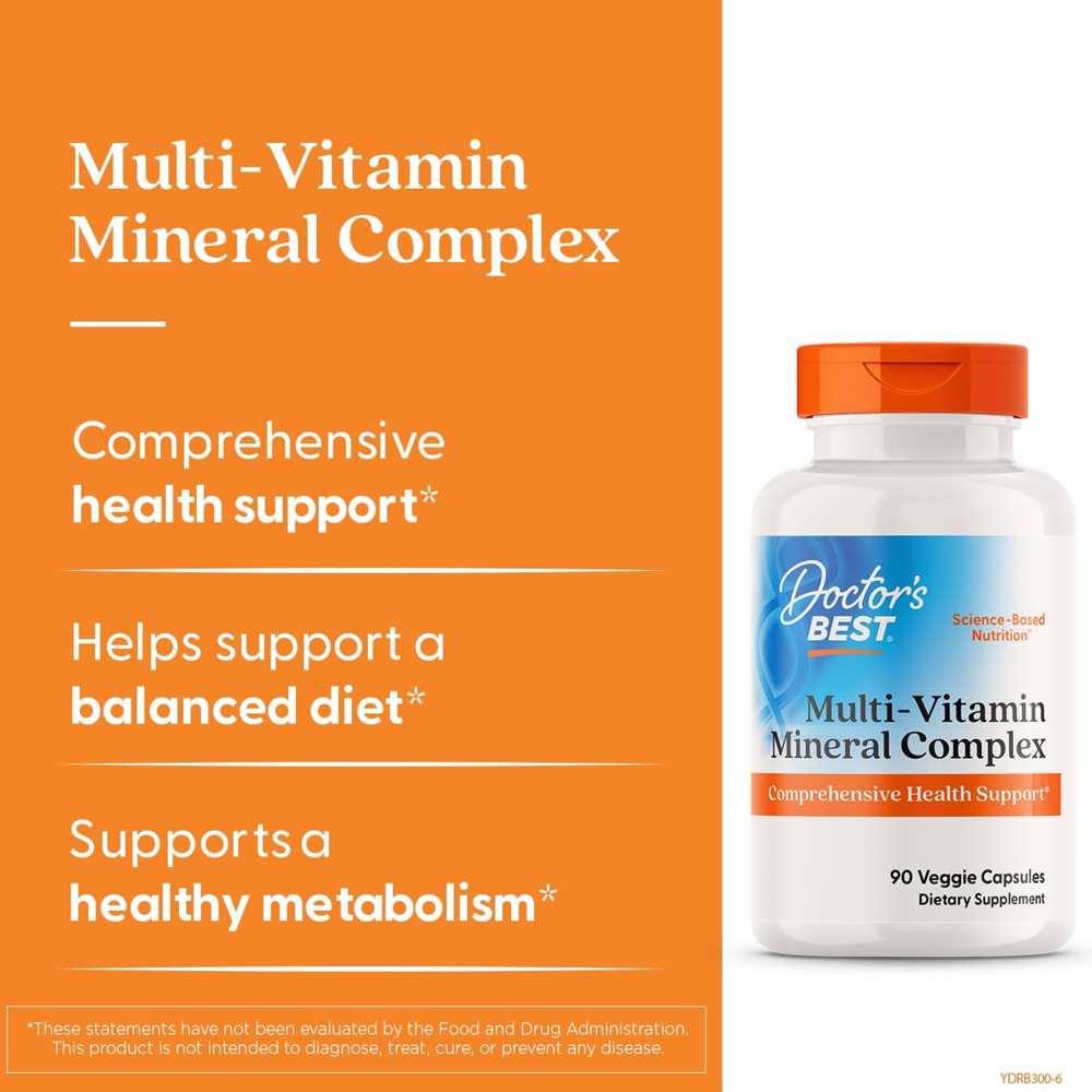 Doctors Best Multi-Vitamin Mineral Complex, Comprehensive Health Support,90 Veggie Capsules thumbnail 2