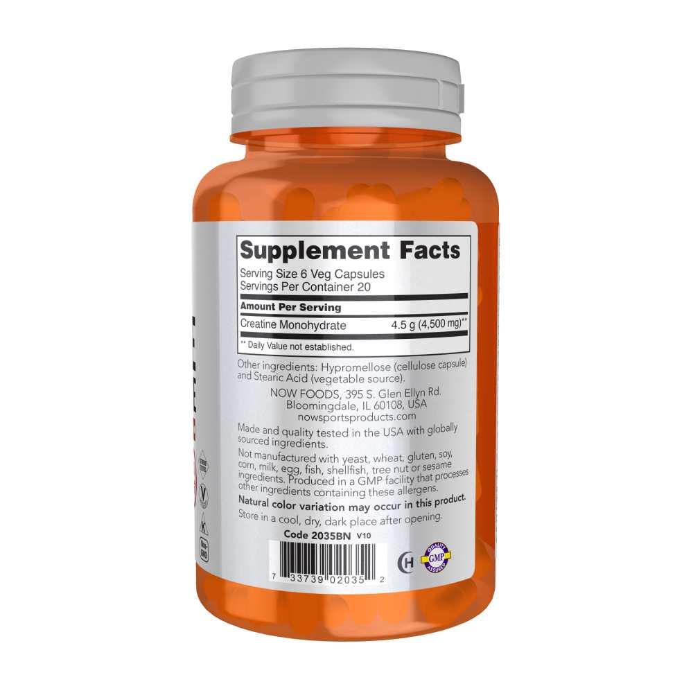 Now Sports Creatine Monohydrate 750 Mg – Pure Muscle Recovery Formula – Veg Capsules thumbnail 3