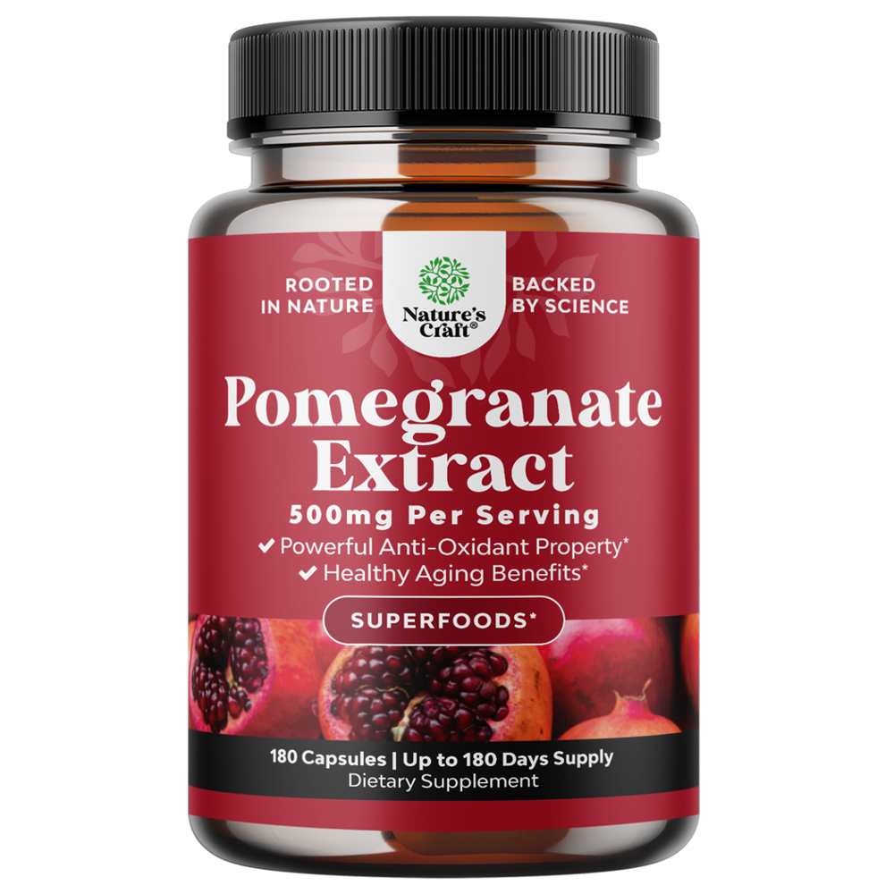 Nature's Craft Pomegranate Extract – 500mg per Serving | 60 Capsules | Antioxidant-Rich Superfood for Healthy Aging thumbnail 5