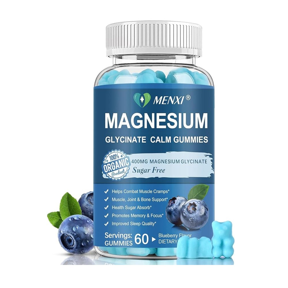 MENXI Magnesium Glycinate Calm Gummies – Organic 400mg | Sugar-Free | Sleep, Muscle & Joint Support | 60 Gummies thumbnail 5