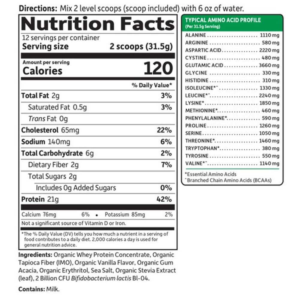 Garden of Life Organic Whey Protein Vanilla 13.33oz (378g) Powder thumbnail 2