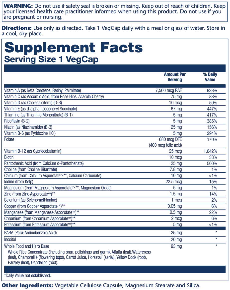 Solaray Once Daily High Energy Multivitamin, Iron-Free 120 Caps thumbnail 2