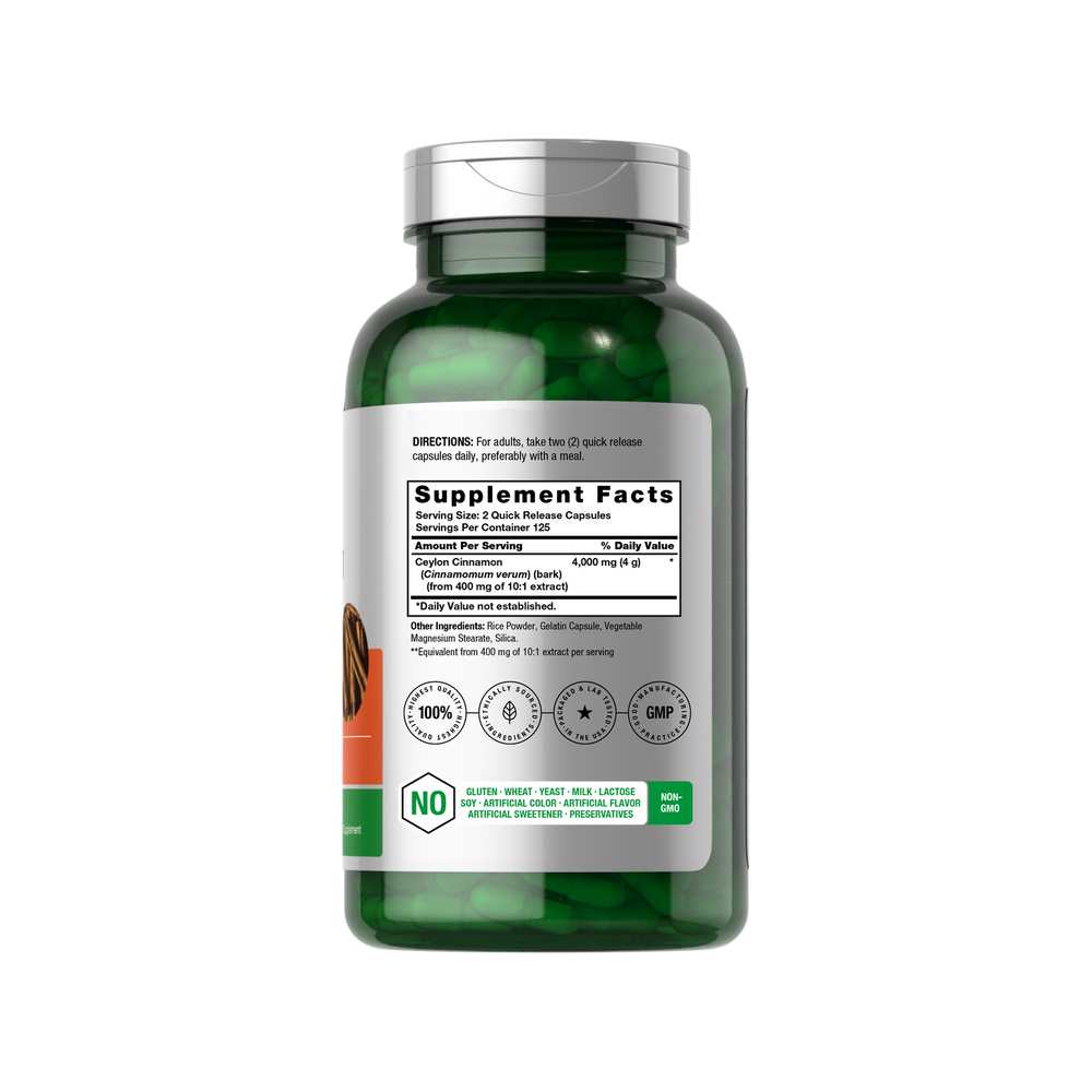 Horbäach Cinnamon 4000mg per Serving | 250 Capsules thumbnail 2