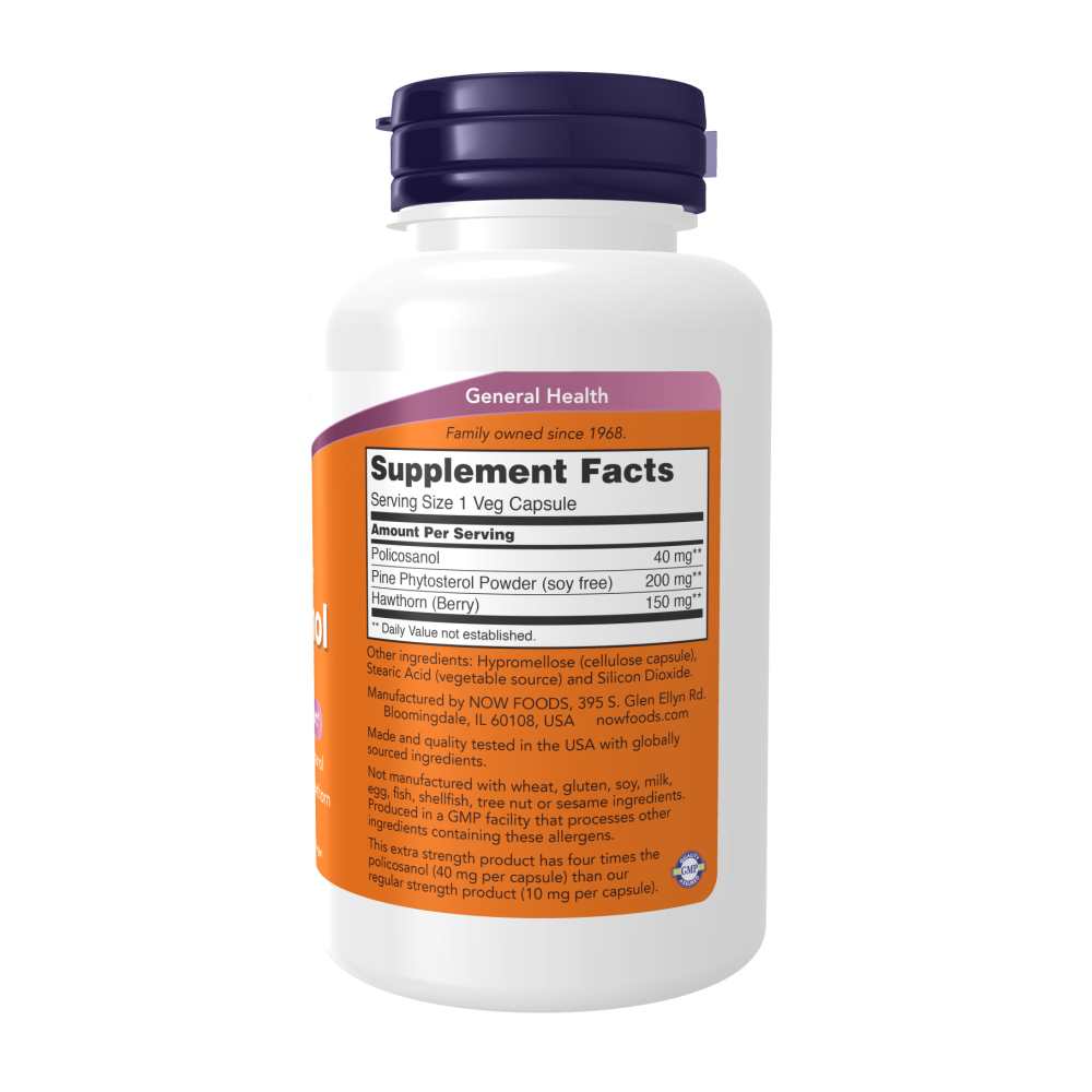 Now Foods Extra Strength Policosanol 40 Mg – Cardiovascular Support with Plant Sterols & Hawthorn – 90 Veg Capsules thumbnail 2