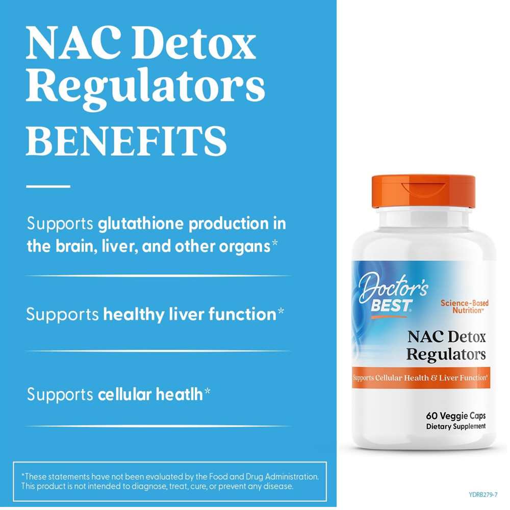 Doctor's Best NAC Detox Regulators, 60 Veggie Caps thumbnail 2
