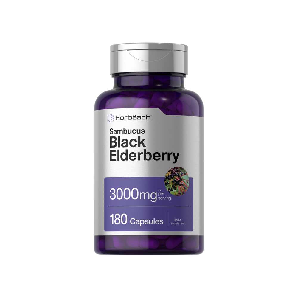 Horbäach Black Elderberry 3000mg per Serving | 300 Capsules thumbnail 3