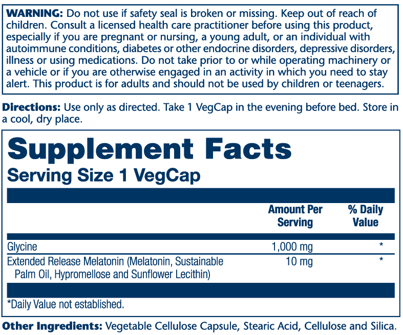 Solaray Extended Release Melatonin W/glycine 100 Caps thumbnail 2