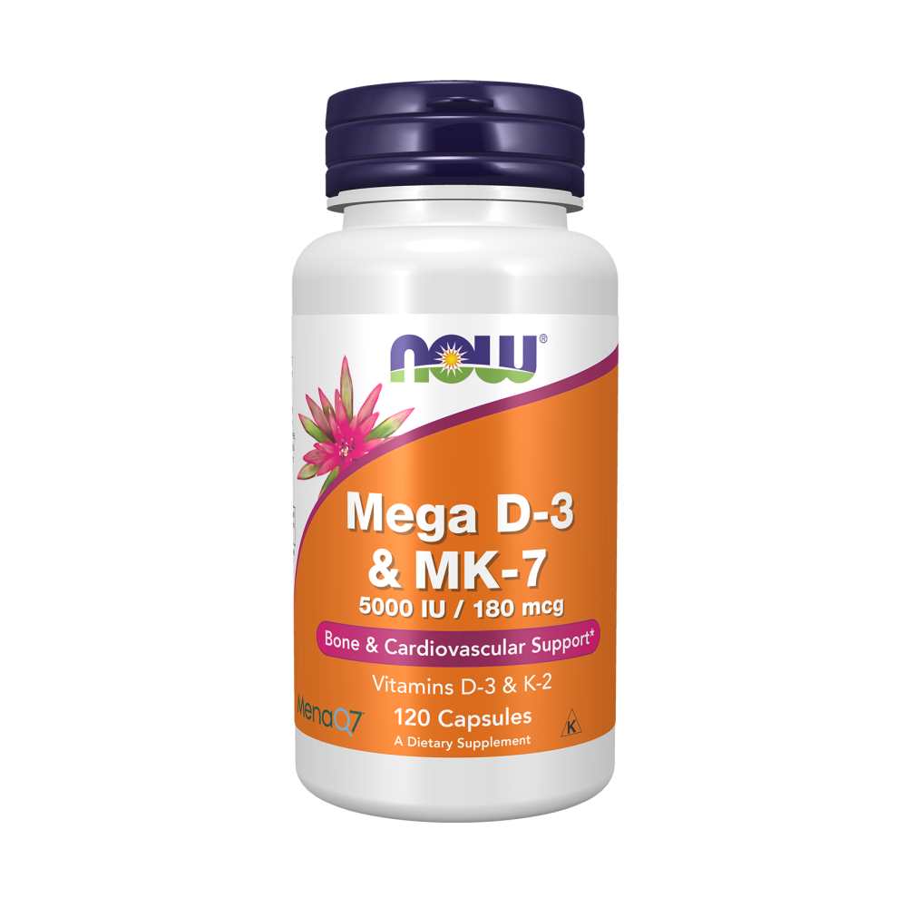 Now Foods Mega D-3 & Mk-7 – 5000 Iu Vitamin D3 + 180 Mcg Mk7 – 60 Capsules thumbnail 3