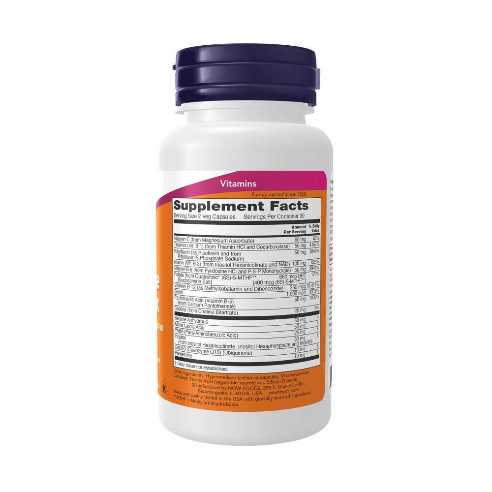 Now Foods Co-Enzyme B-Complex with Co Q10 & Alpha Lipoic Acid – 60 Capsules thumbnail 3