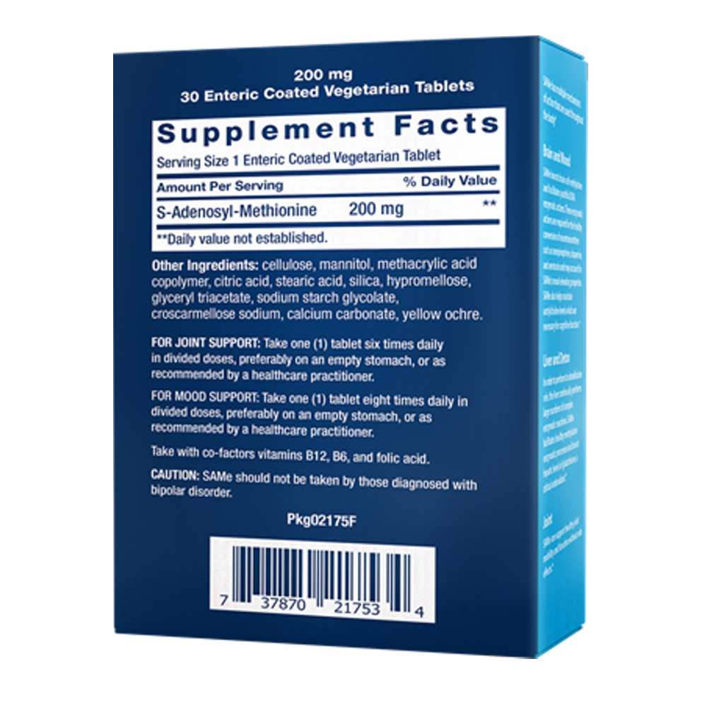 Life Extension Sa Me S-Adenosyl-Methionine 200 Mg, 30 Enteric-Coated Vegetarian Tablets thumbnail 2