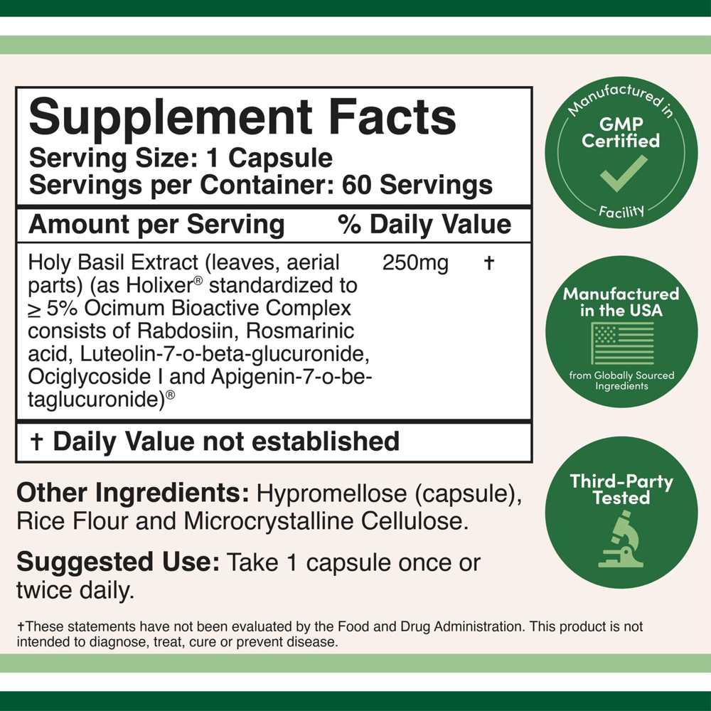 Double Wood Holy Basil Holixer® – 250mg Patented Formula for Stress & Wellness | 60 Capsules thumbnail 2