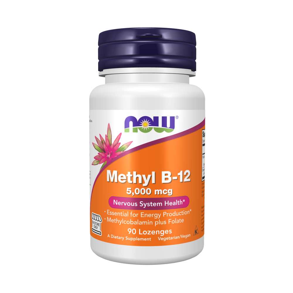 Now Foods Methyl B-12 5000 Mcg + Folate – Energy & Nerve Health – 60 Lozenges thumbnail 2
