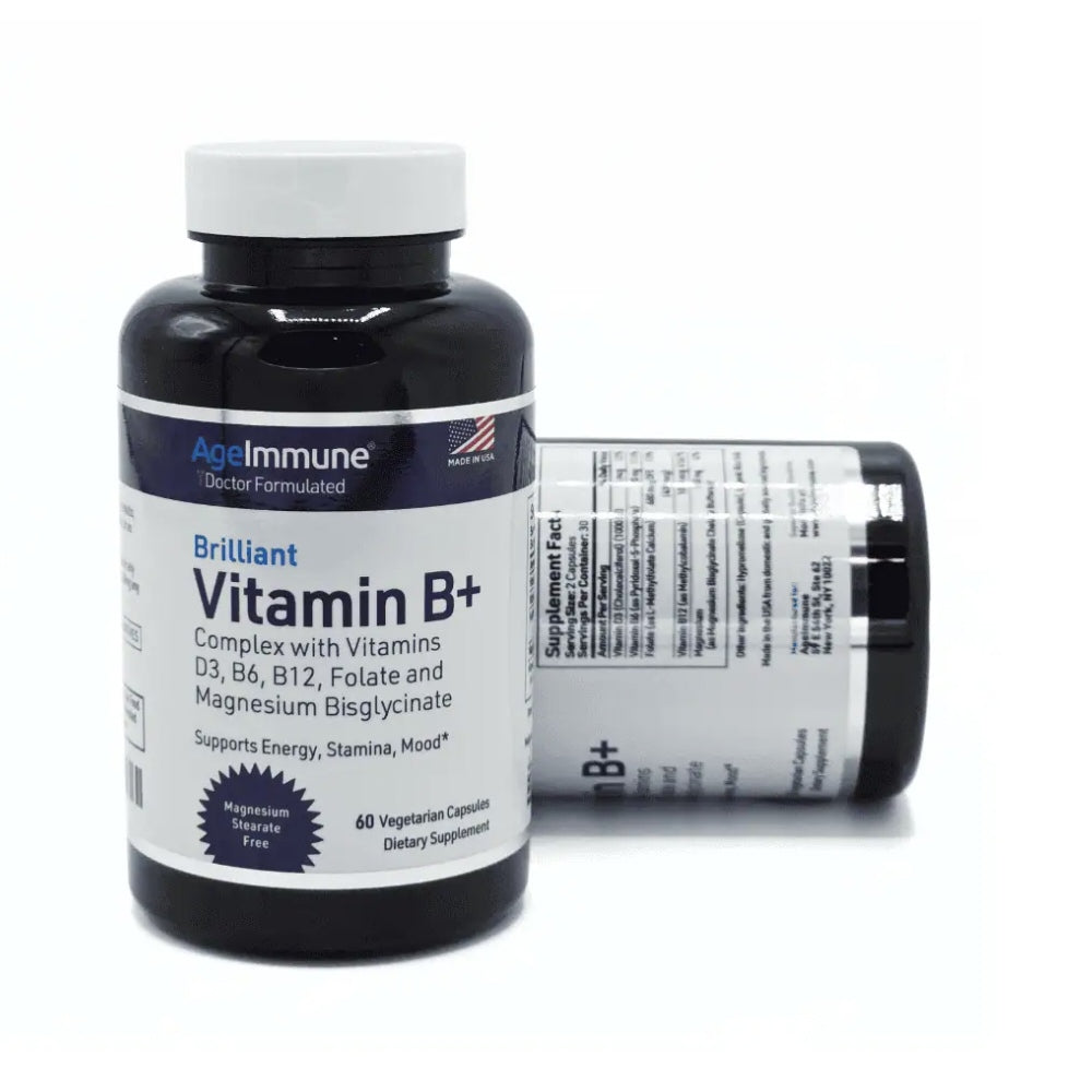 Vitamin B+ (60 Capsules) Complex with Vitamins D3, B6, B12, Folate and Magnesium Bisglycinate thumbnail 3