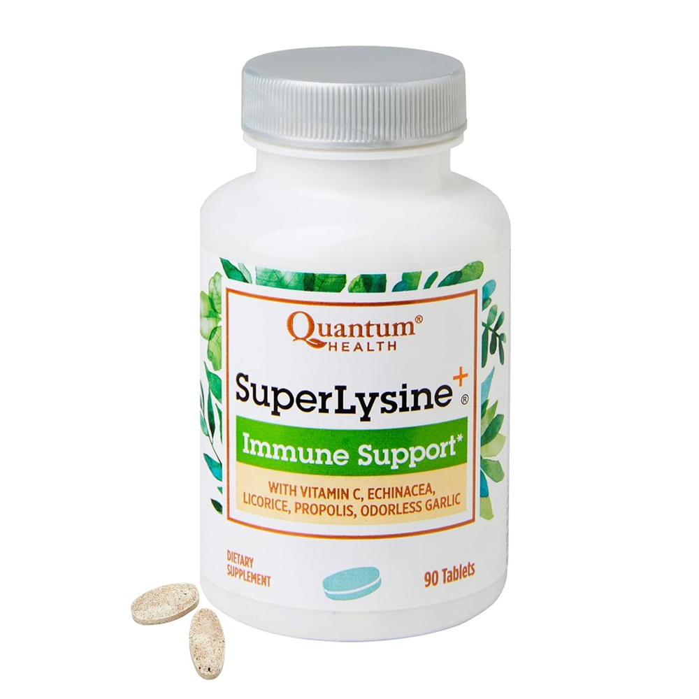 Quantum Health Super Lysine Immune Support with Vitamin C, Echinacea, Licorice, Propolis & Odorless Garlic, 180 Tablets thumbnail 2