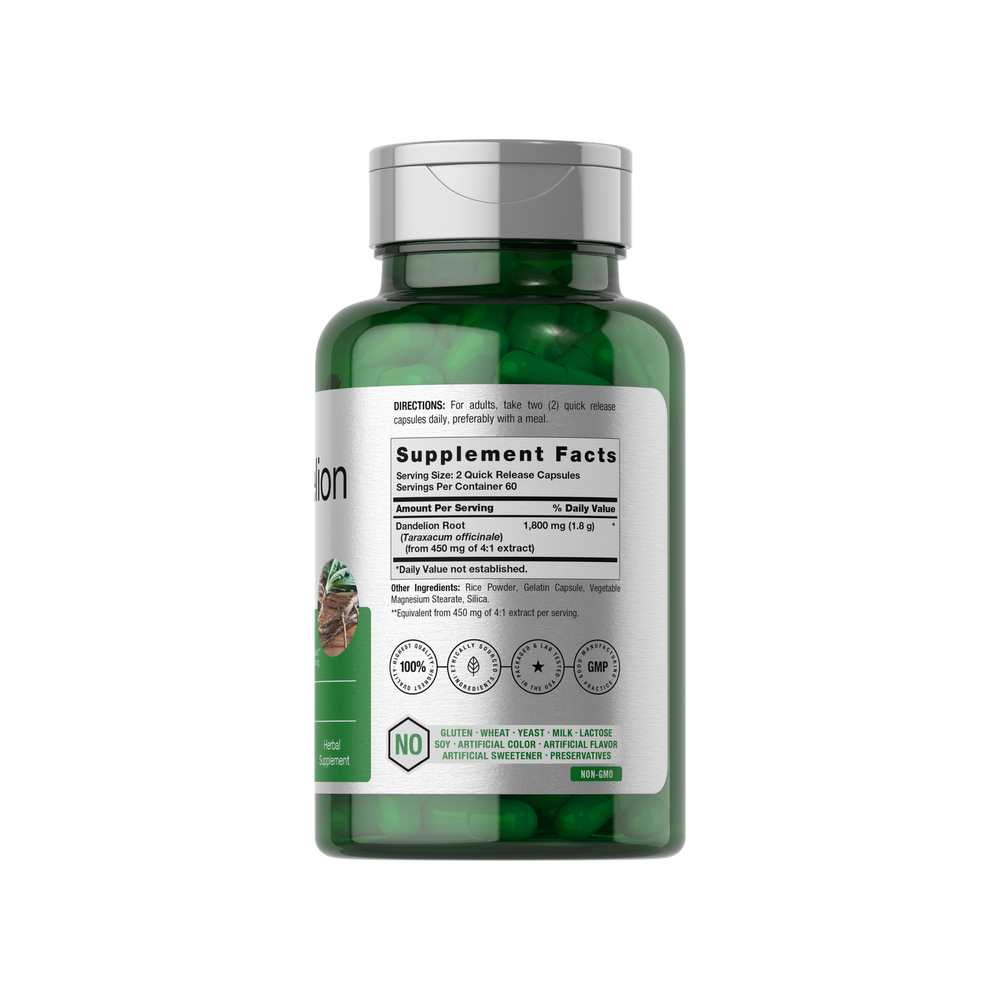 Horbäach Dandelion Root 1800mg per Serving | 120 Capsules thumbnail 2