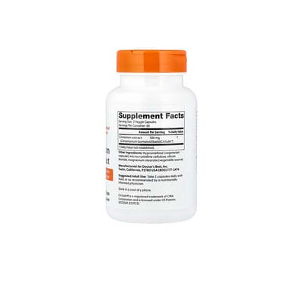 Doctor's Best Cinnamon Extract with CinSulin, 500 mg Per Serving, 120 Veggie Caps thumbnail 2