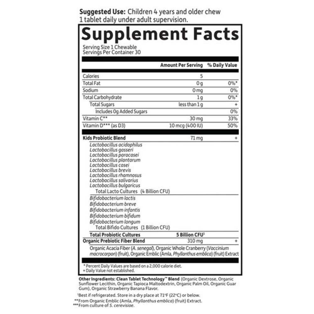 Garden of Life Dr. Formulated Probiotics Organic Kids+ Cooler Strawberry Banana 30 Chewables thumbnail 2