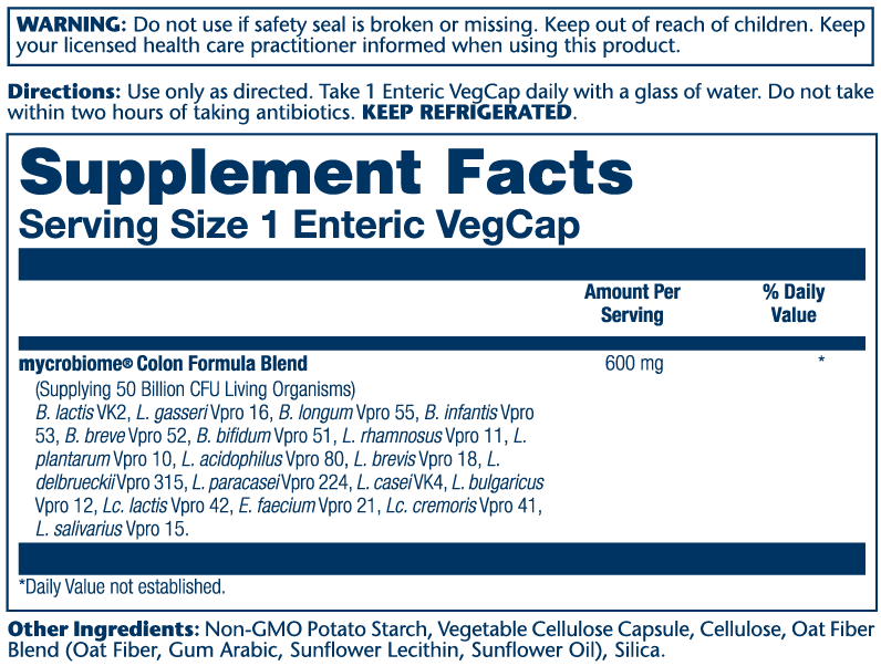 Solaray Mycrobiome Probiotic Colon Formula, 50bn, 18 Strain Once Daily 60 Caps thumbnail 2
