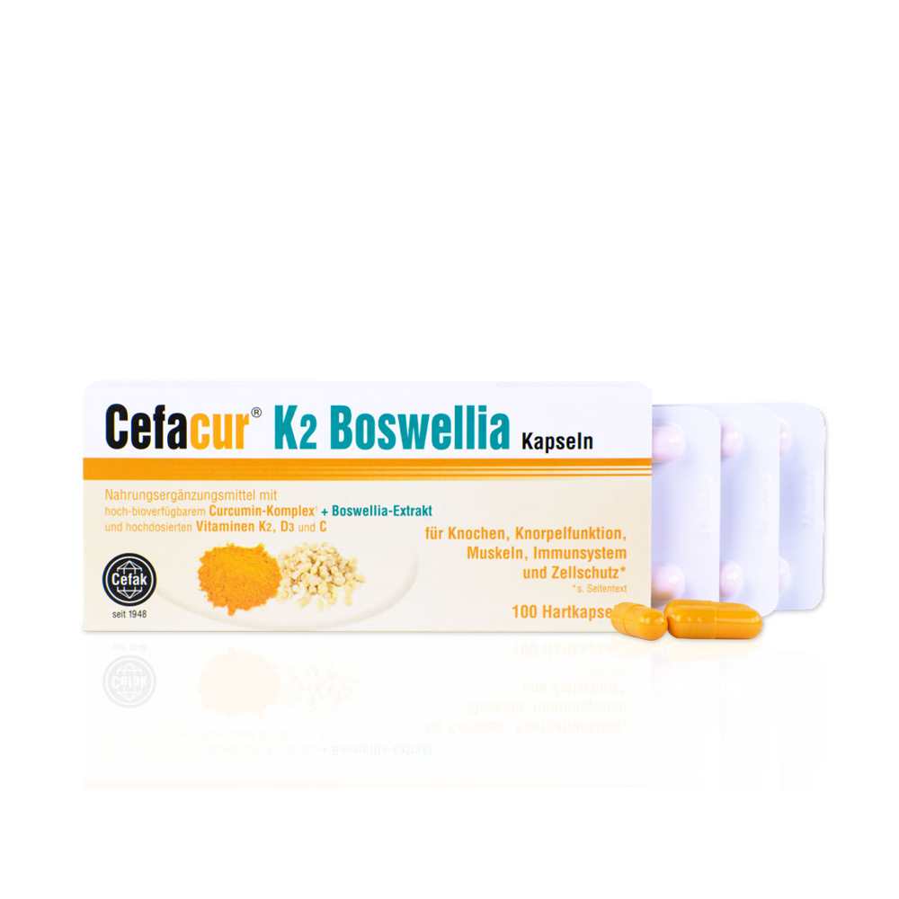 Cefacur K2 Boswellia | Curcumin & Boswellia with Vitamins K2, D3 & C | 100 Capsules thumbnail 2
