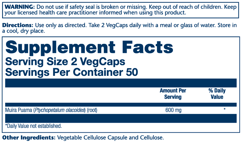 Solaray Muira Puama 600mg 100 Caps thumbnail 2