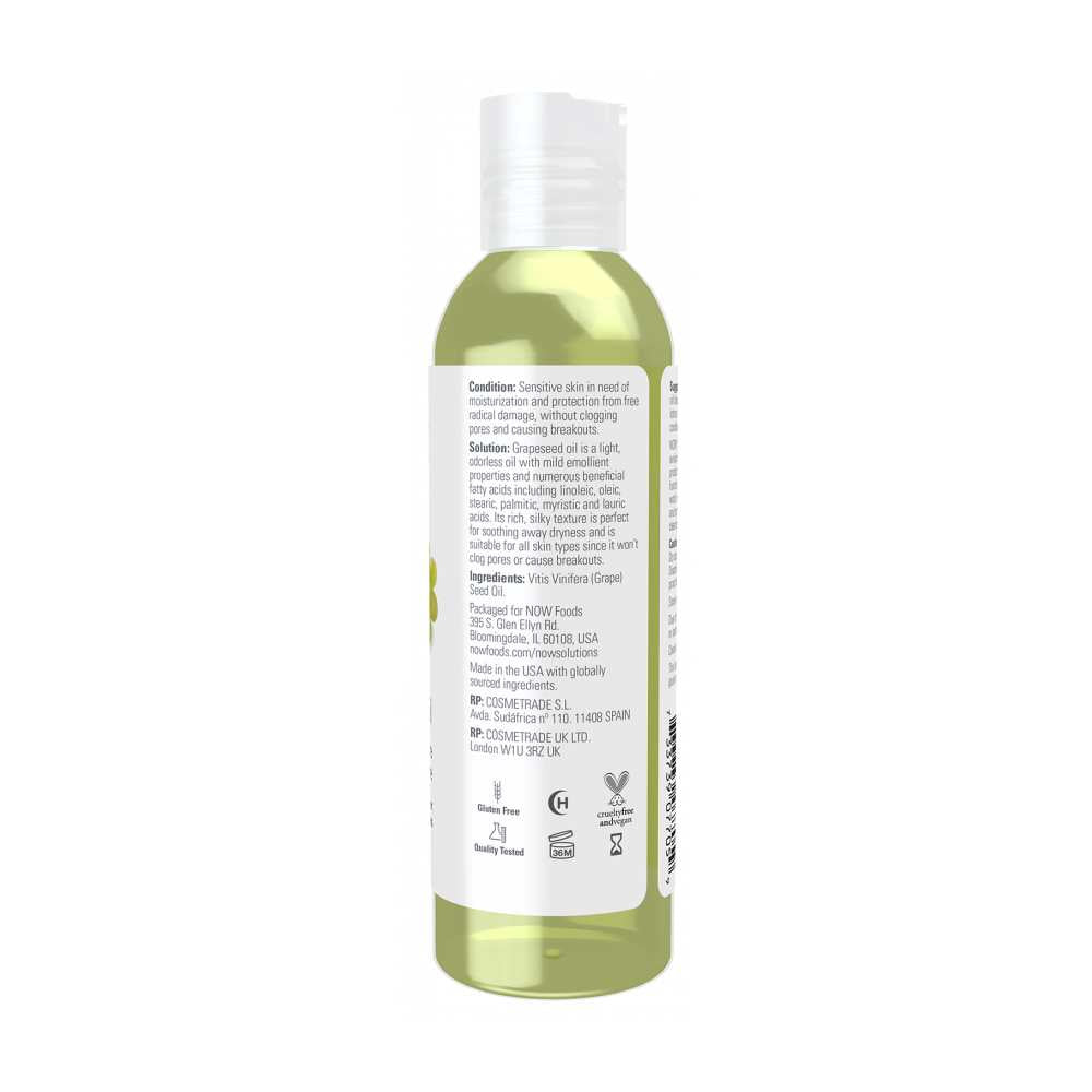 Now Foods Grapeseed Oil – 100% Pure & Light Texture – Multi-Purpose Skin & Hair Oil – 118 M L thumbnail 2