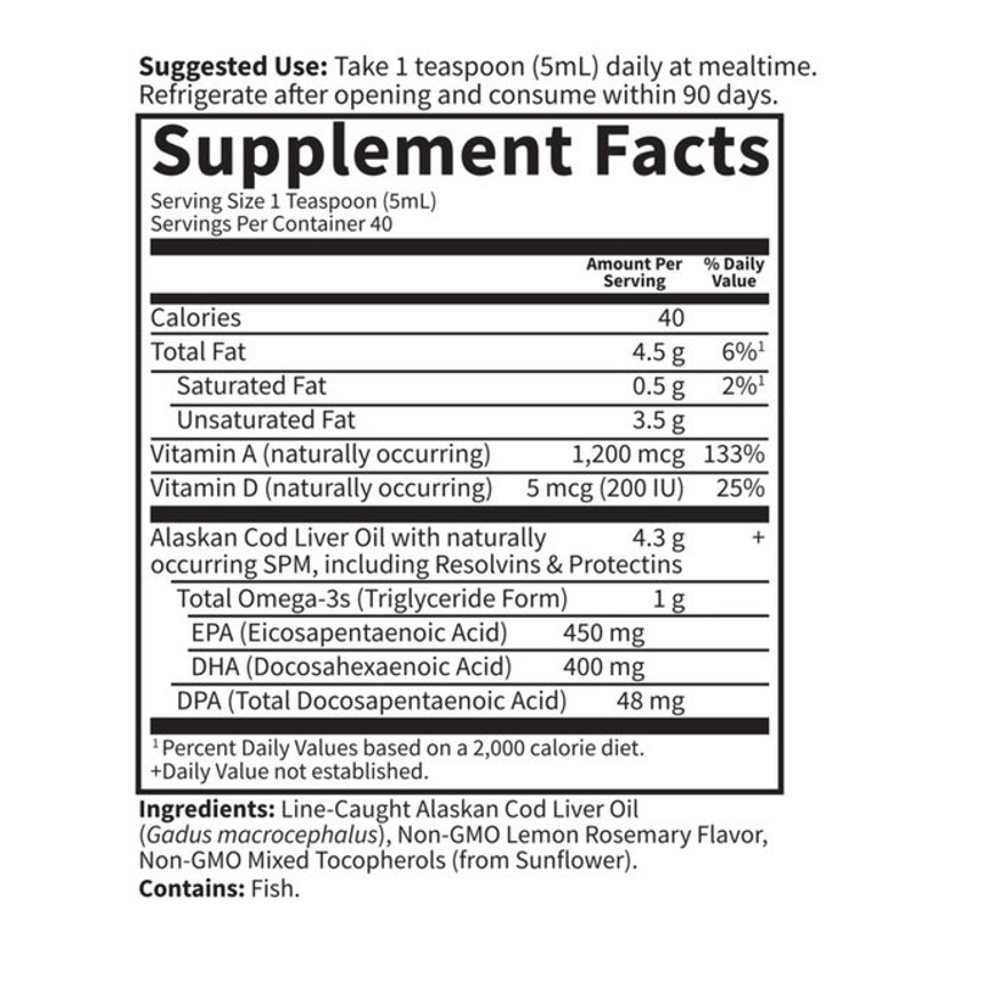 Garden of Life Dr. Formulated Alaskan Cod Liver Oil Liquid 200ml thumbnail 2
