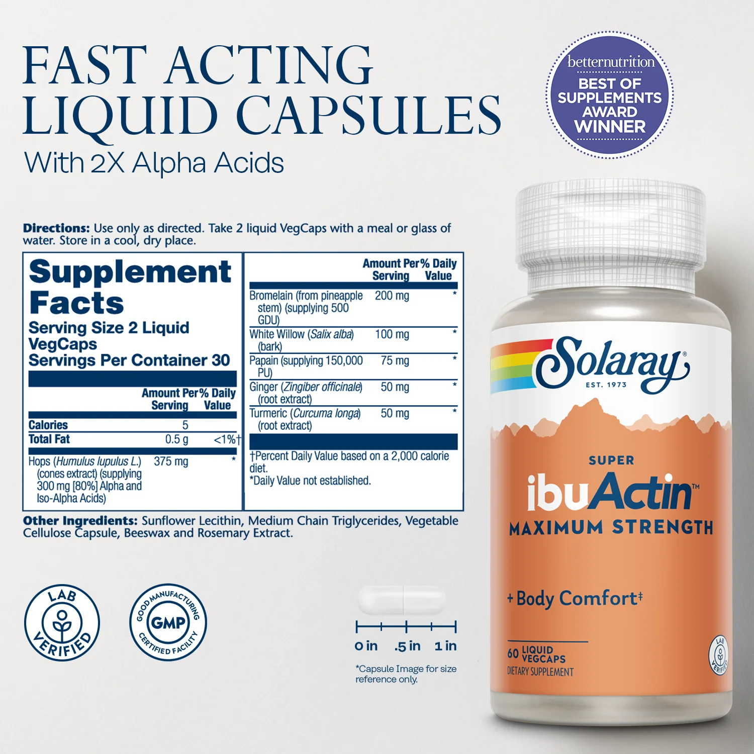 Solaray Super Ibu Actin, Maximum 60 Caps thumbnail 2
