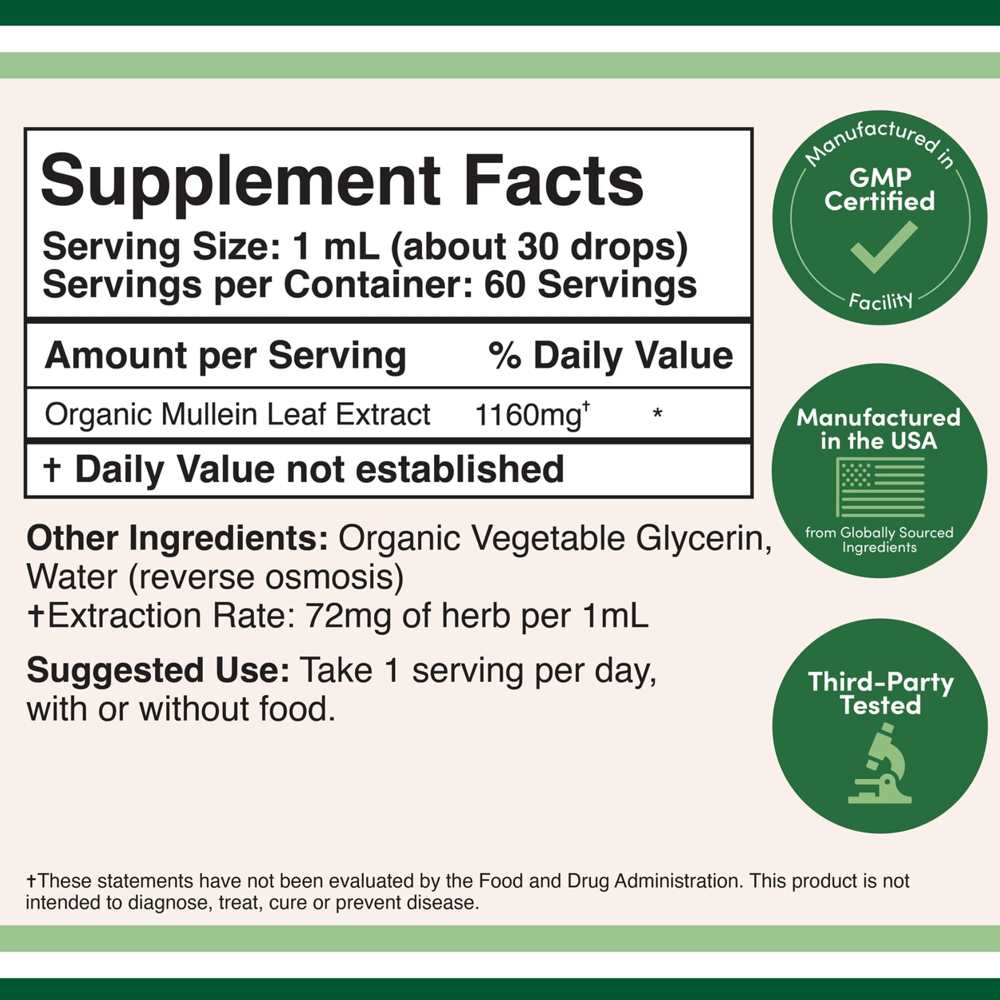 Double Wood Organic Mullein Leaf – Liquid Herbal Lung Cleanse & Support | 60m L thumbnail 2