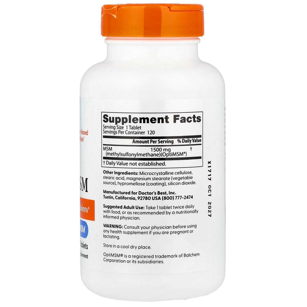 Doctor's Best Msm with Opti Msm, 1,500 Mg, 120 Tablets thumbnail 2
