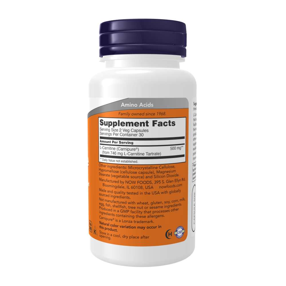 Now Foods L-Carnitine – 250 Mg Cellular Energy & Fat Transport Formula – 60 Vegan Capsules thumbnail 2