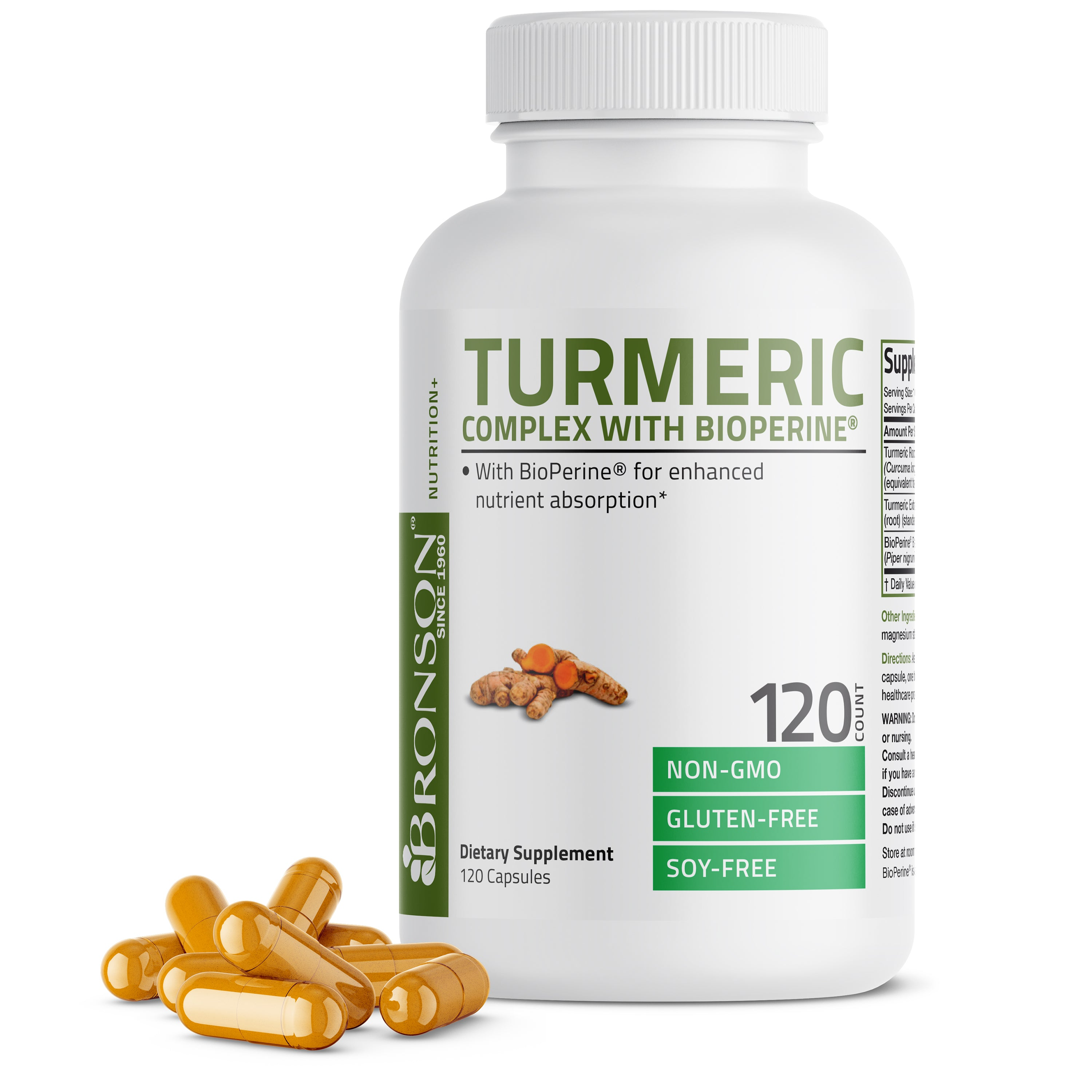 Bronson Vitamins Turmeric Complex with Bio Perine® - 1,000 Mg 60 Caps thumbnail 2