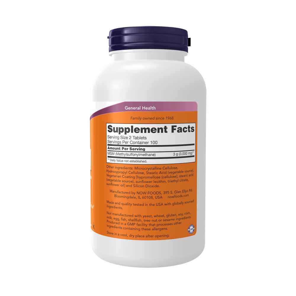 Now Foods MSM – High Potency 1500mg for Joint Comfort & Flexibility | 200 Vegan Tablets thumbnail 2