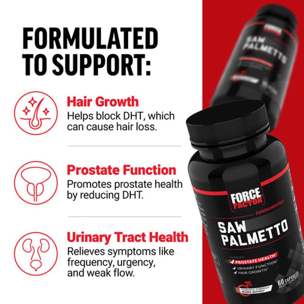 Force Factor Saw Palmetto – 60 Capsules thumbnail 2