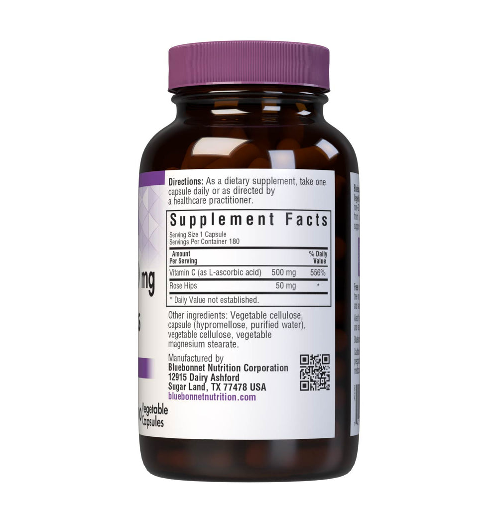 Bluebonnet Nutrition Vitamin C-500 Mg & Rose Hips 180 Caps thumbnail 2