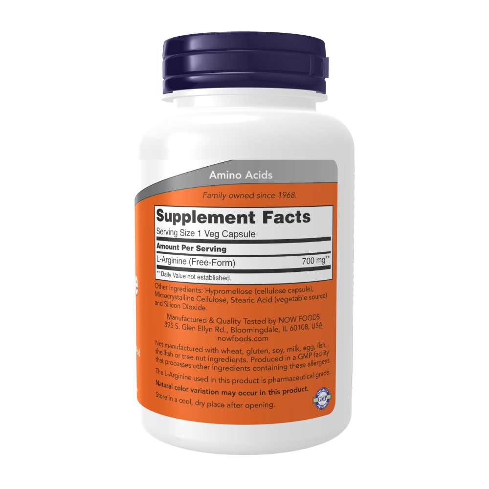 Now Foods L-Arginine 700mg – 180 Veg Capsules thumbnail 2