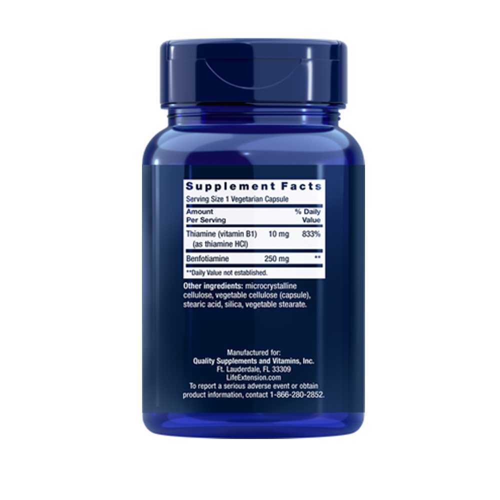 Life Extension Mega Benfotiamine 250 Mg, 120 Vegetarian Capsules thumbnail 2