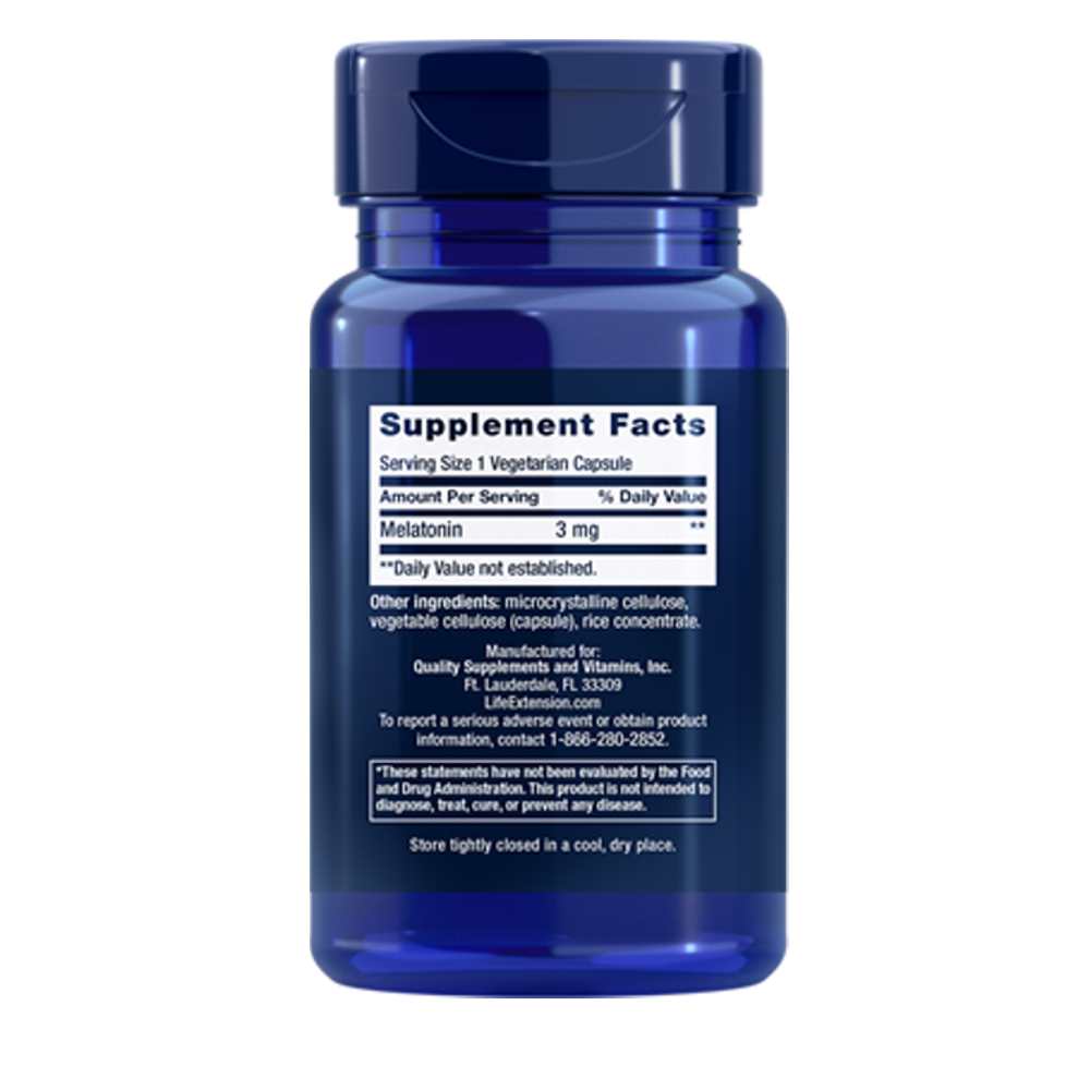 Life Extension Melatonin 3 Mg, 60 Vegetarian Capsules thumbnail 2