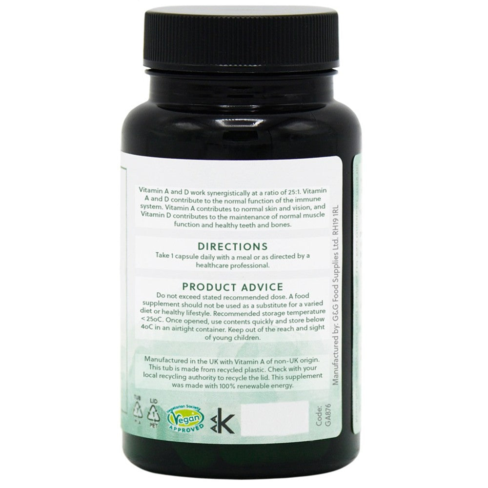 G&G Vitamin A & D3 (120 Vegan Capsules) - Premium Supplement for Daily Wellness thumbnail 3