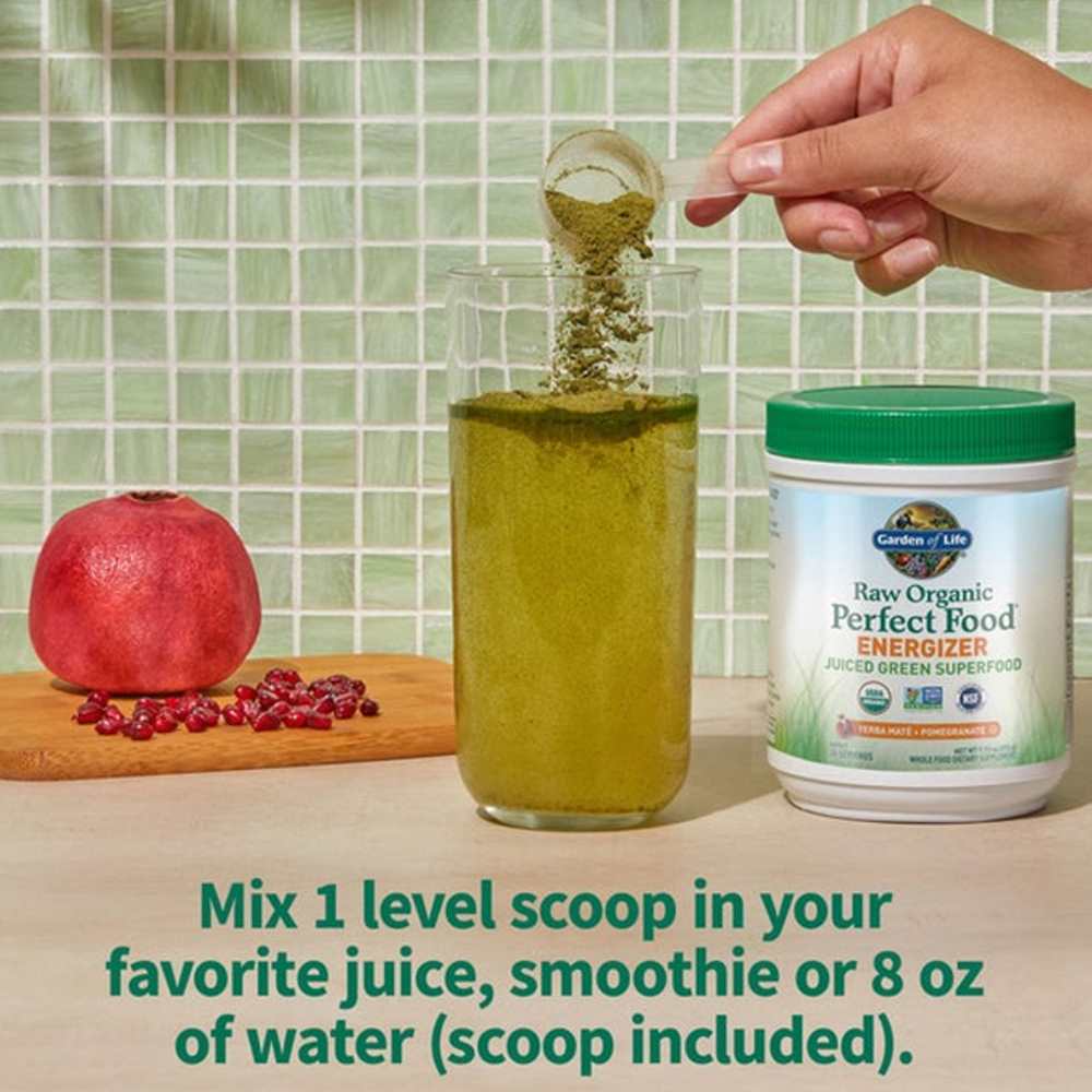 Garden of Life Raw Organic Perfect Food Energizer Yerba Mate Pomegranate 9.73oz (276g) Powder thumbnail 2