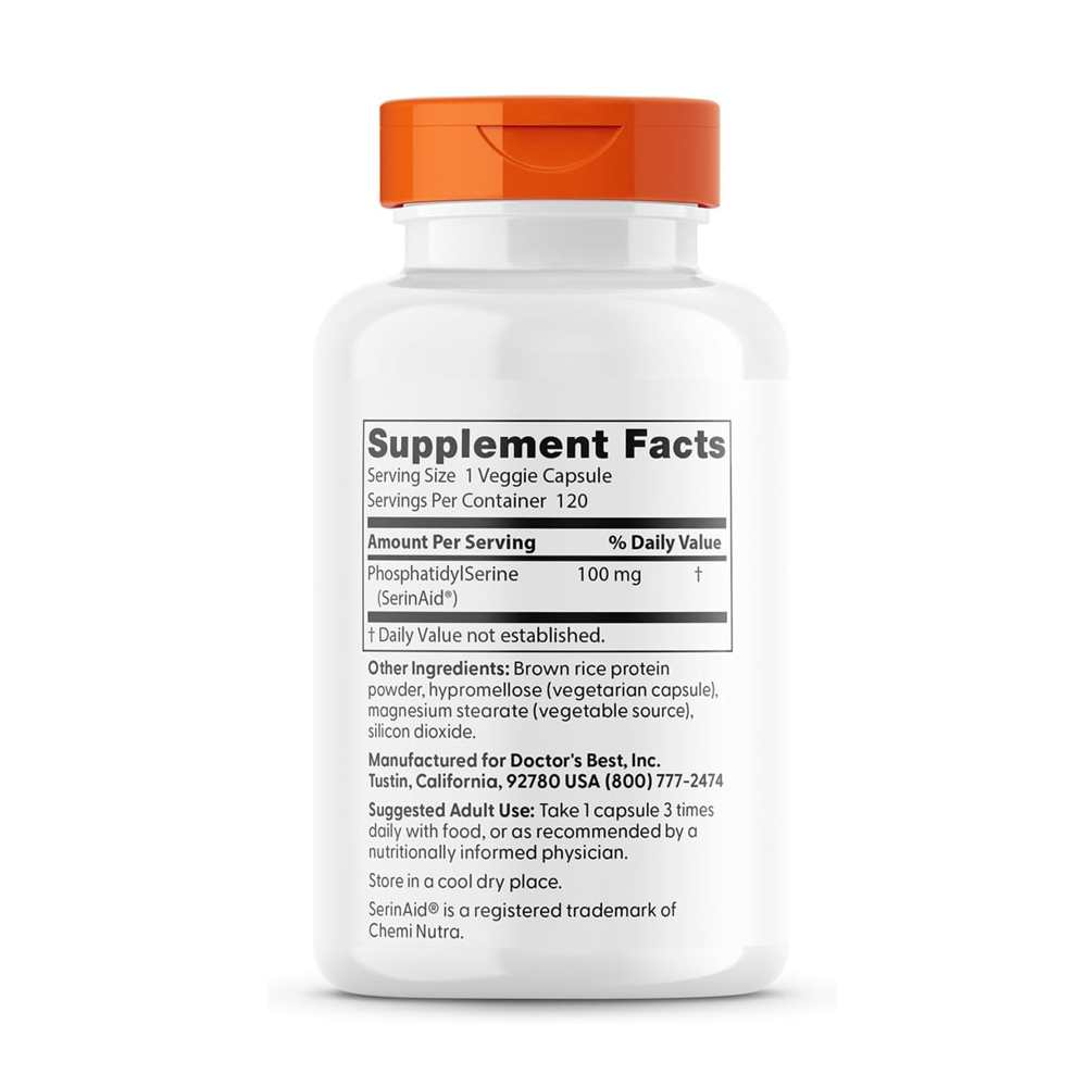 Doctor's Best Phosphatidylserine with Serin Aid, 100 Mg, 120 Veggie Caps thumbnail 2