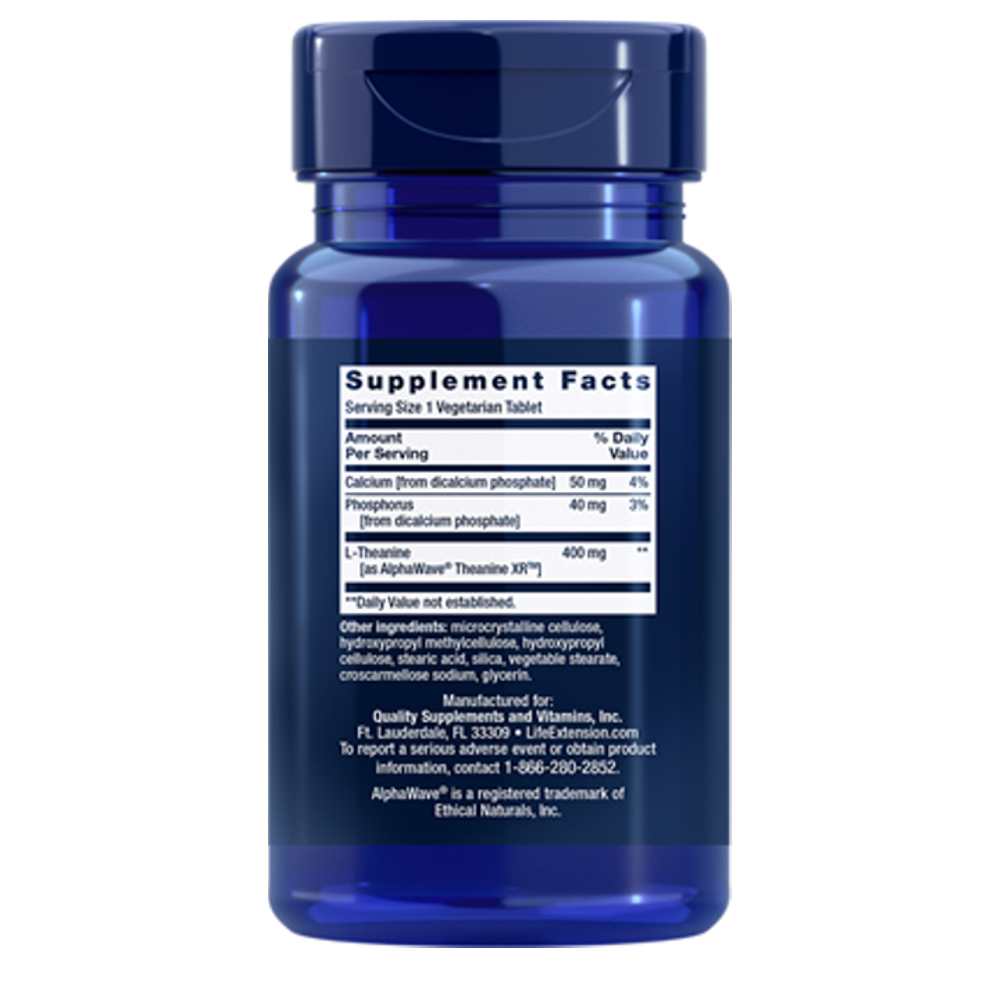 Life Extension Theanine Xr™ Stress Relief 30 Vegetarian Tablets thumbnail 2