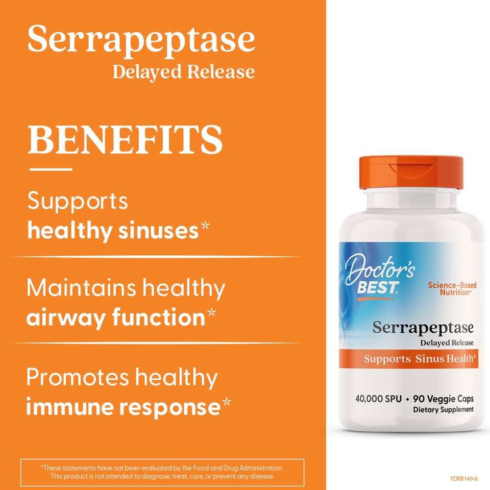 Doctor's Best Serrapeptase 40,000 Spu Veggie Caps 90 Count thumbnail 2