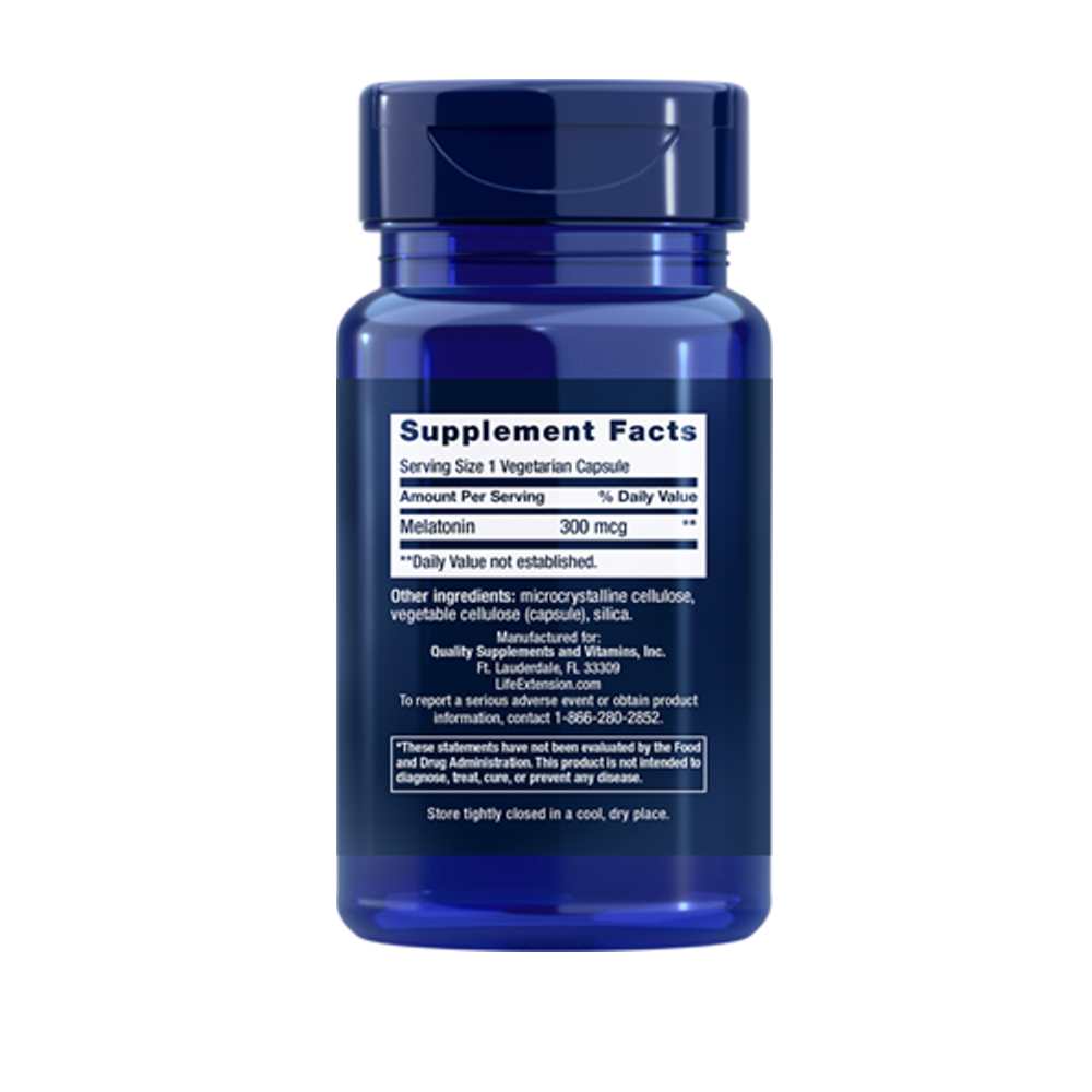 Life Extension Melatonin 300 Mcg, 100 Vegetarian Capsules thumbnail 2