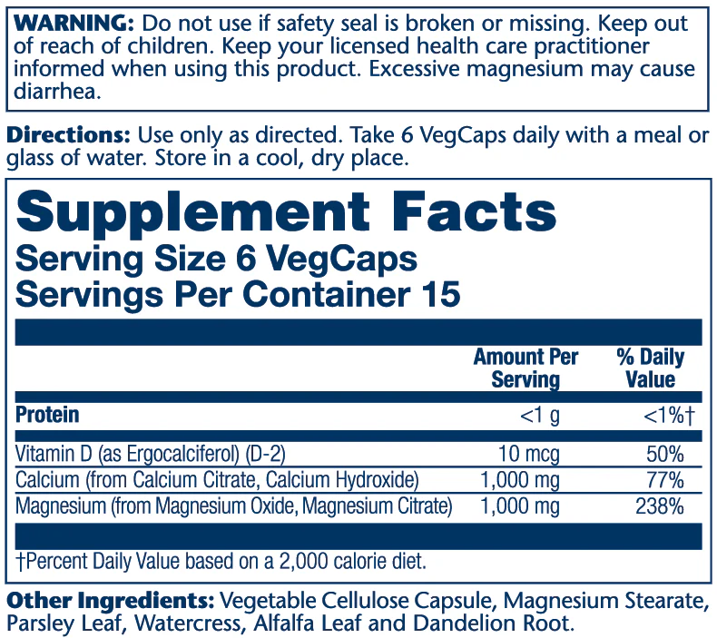 Solaray Calcium & Magnesium Citrate with Vitamin D-2, 1:1 90 Caps thumbnail 2