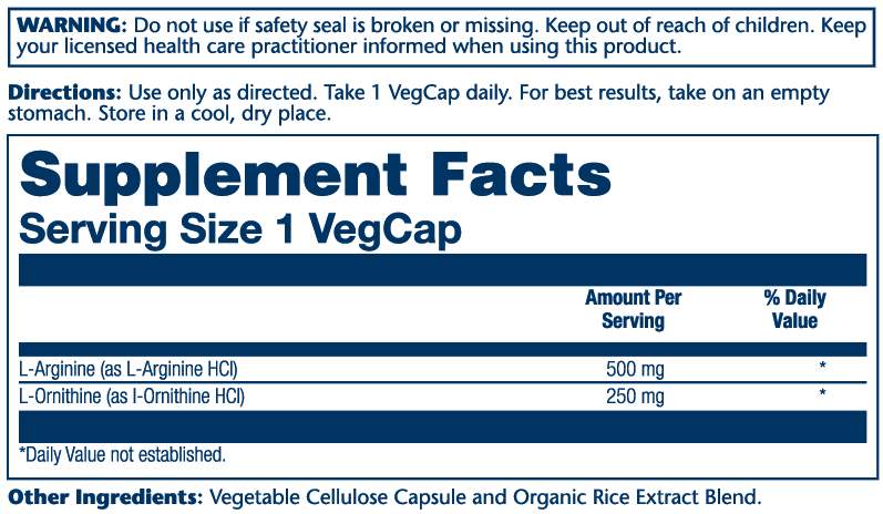 Solaray L-Arginine & L-Ornithine, 750mg 50 Caps thumbnail 2