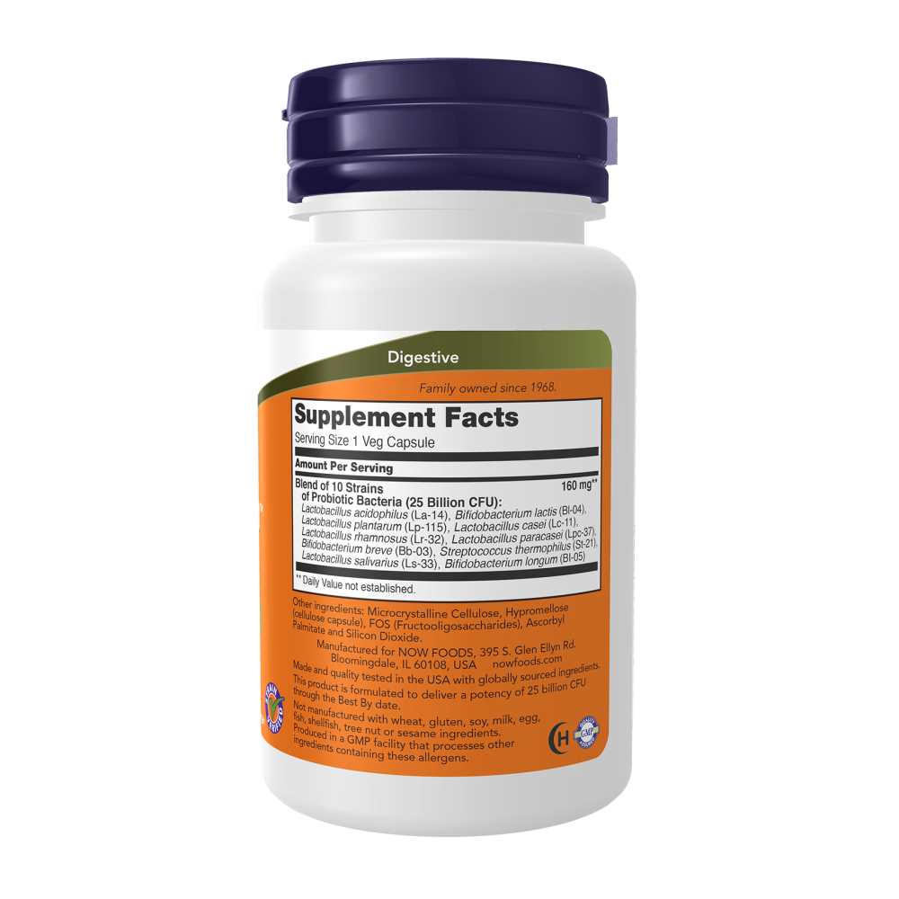 Now Foods Probiotic-10™ 25 Billion – 10 Clinically Validated Strains for Intestinal Flora Support – Veg Capsules thumbnail 2
