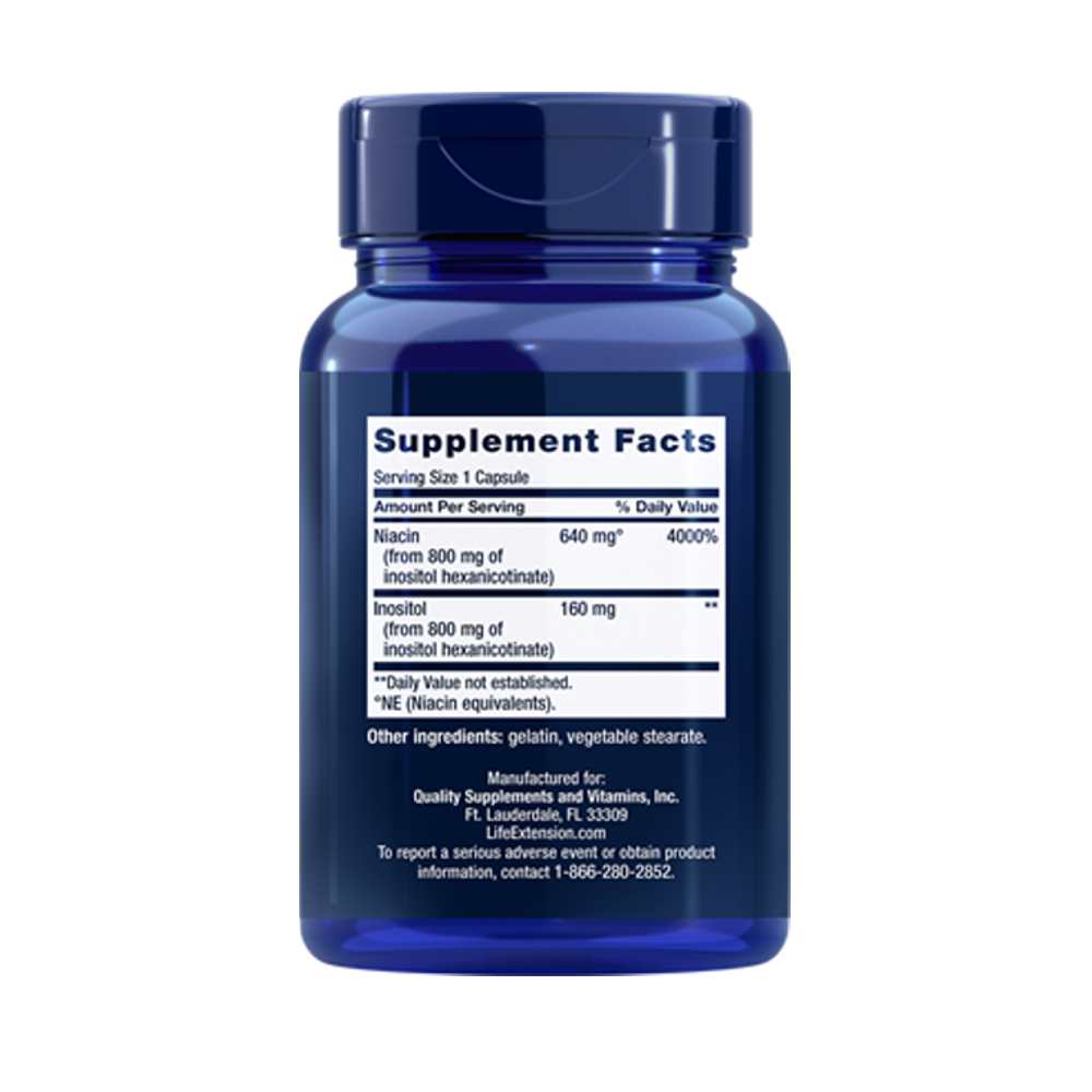 Life Extension No Flush Niacin Inositol Hexanicotinate 640 Mg, 100 Capsules thumbnail 2