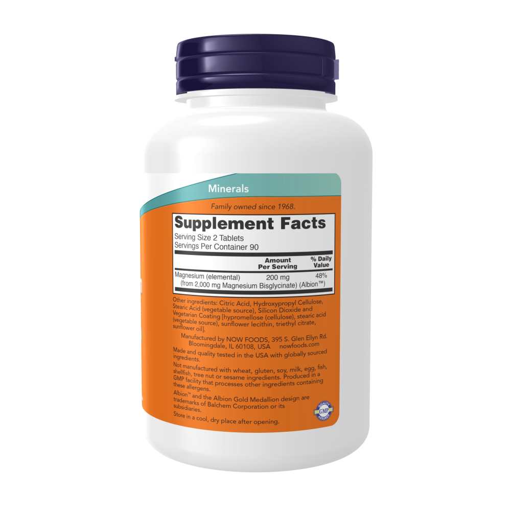 Now Foods Magnesium Glycinate – Nervous System & Muscle Support – 180 Tablets thumbnail 2